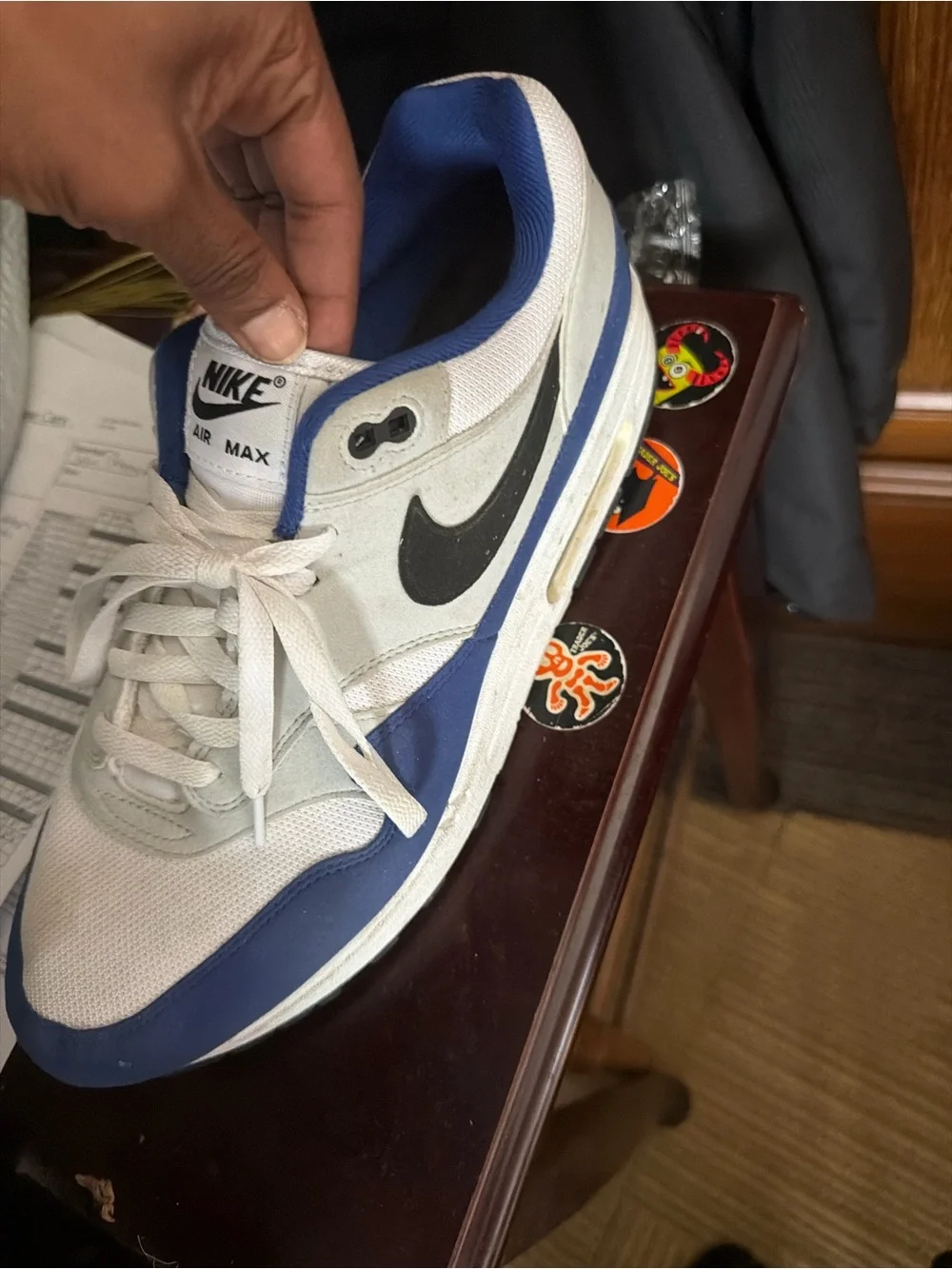 Nike Men’s White, Blue and Black Low-Top Sneakers